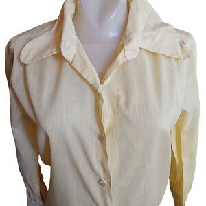 Small 32 True Vintage Blouse Japan Button-Up Long Sleeve Mod Puppy Collar 1970's